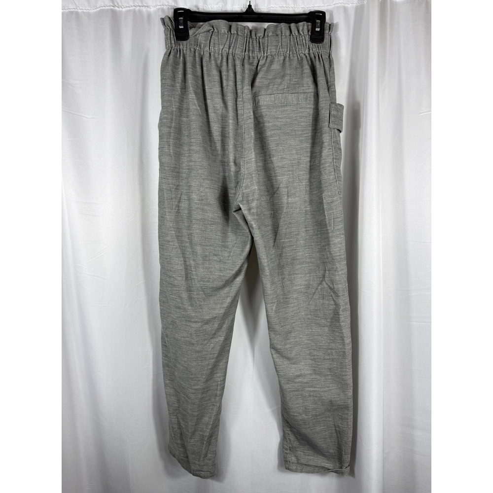 ZARA Women Gray Textured Paperbag Waist Cropped Pants Elastic Waist Pockets XS - Picture 5 of 7